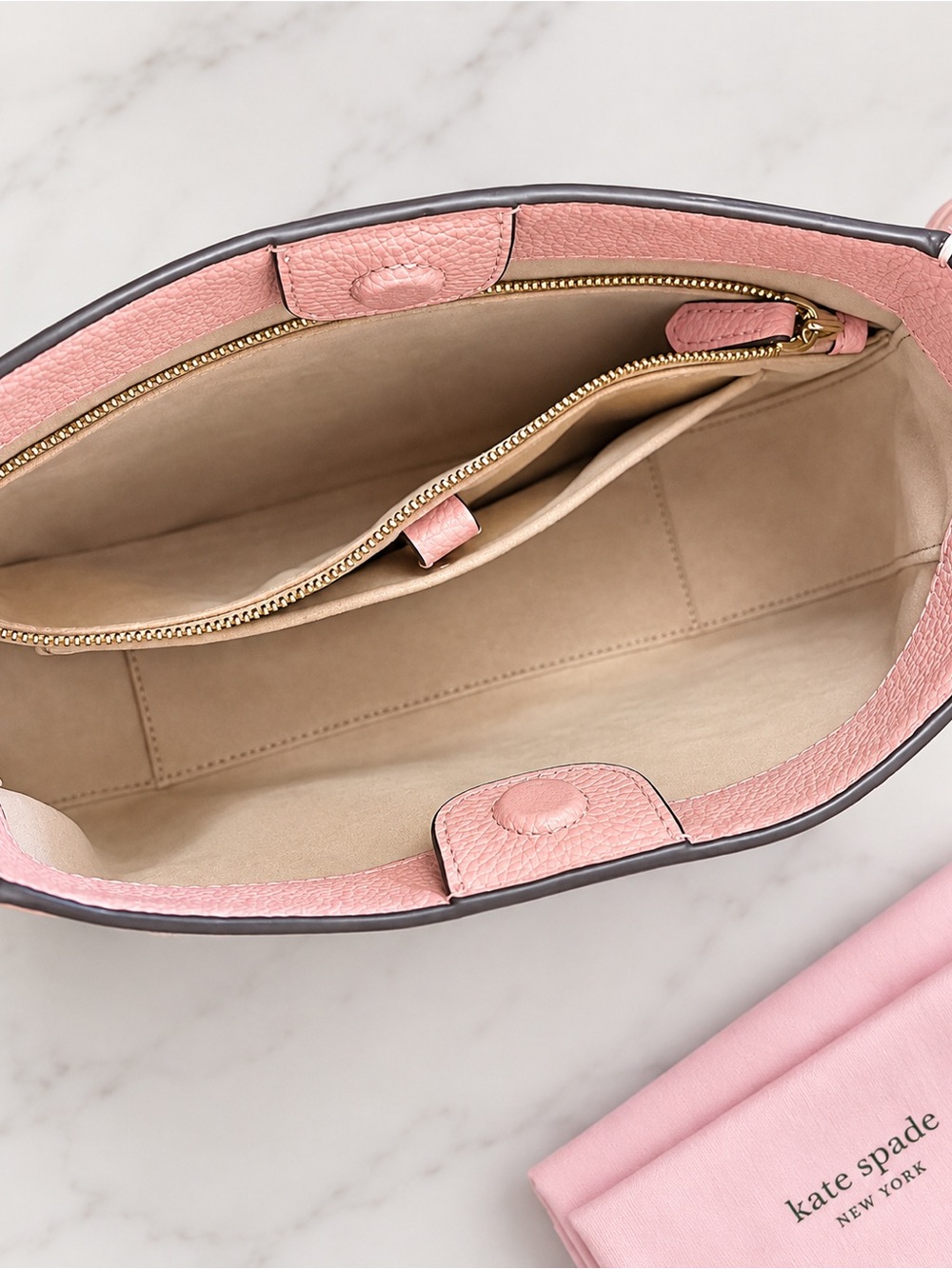 Kate Spade Pink Pebbled Leather Shoulder Bag Hobo Purse w/ Dust Bag & Strap - Picture 4 of 8